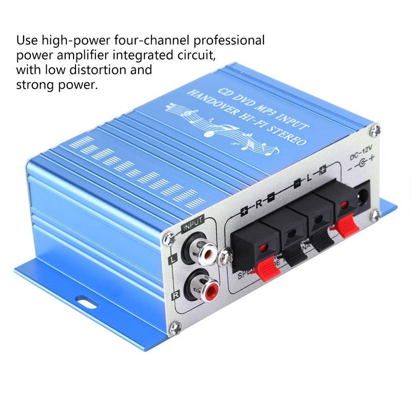 Pomya Stereo Audio Amplifier, Mini Digital HiFi Bass Audio Subwoofer Amp, Portable Music CD DVD MP3 FM Player Power Amplifier for Home Car, Motorcycles(Blue) - Image 5